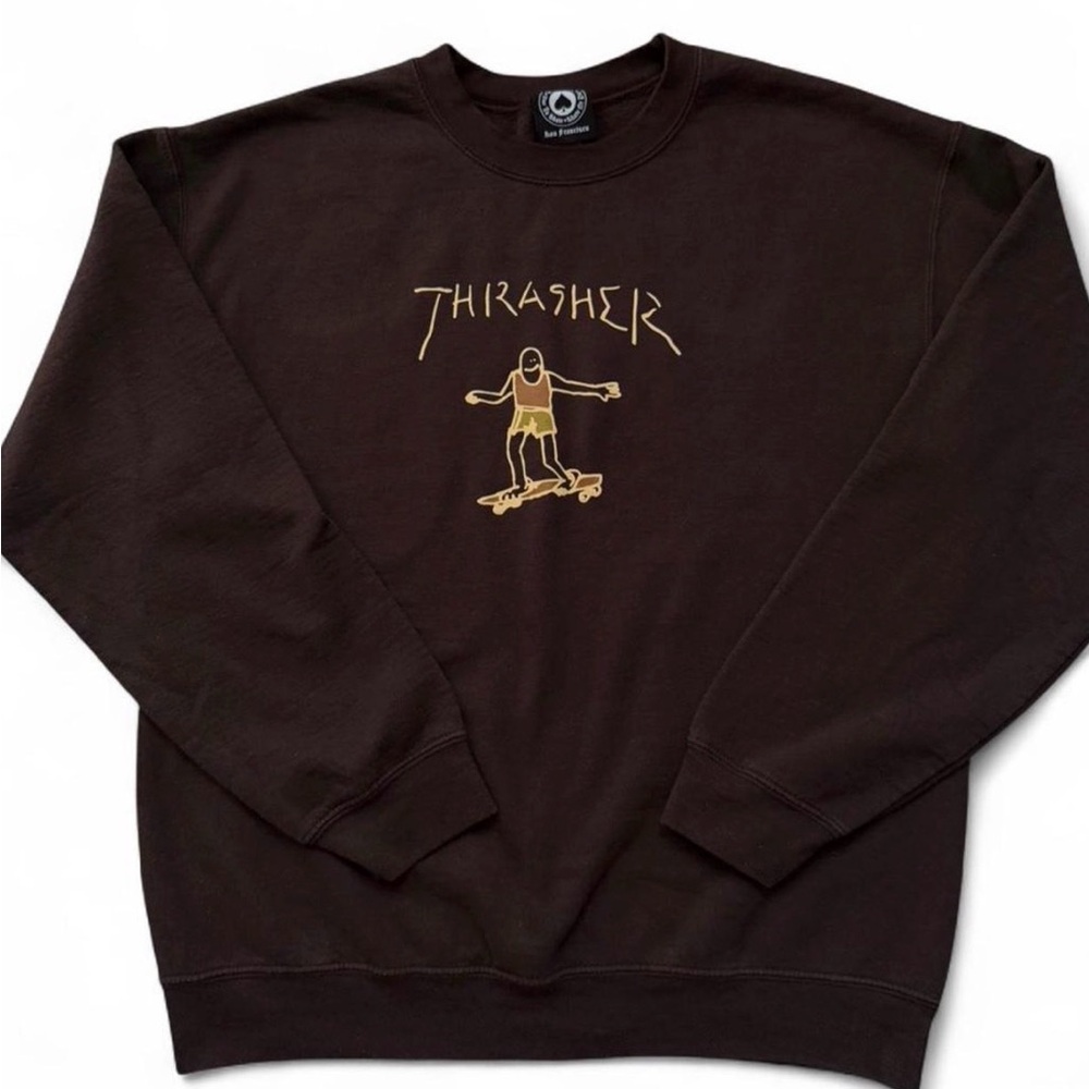 Thrasher Black and Gold Crewneck Sweater